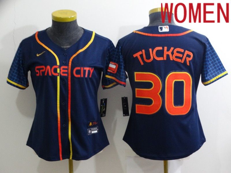 Women Houston Astros #30 Tucker Blue City Edition Game Nike 2022 MLB Jersey